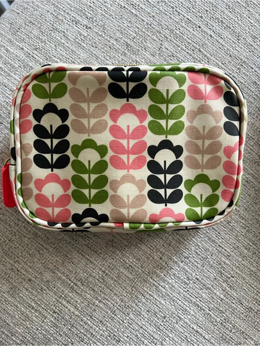 Orla Kiely Multicolor Stem-Print Cosmetic Pouch in Pink, Green & Black
